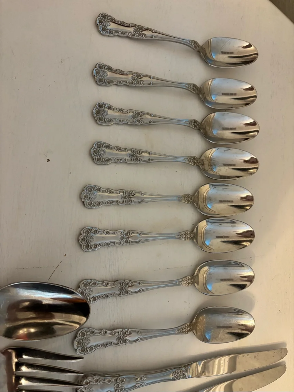Gorham Blossom 18/10 Stainless Mixed Flatware set of 31 Knives Forks Spoons